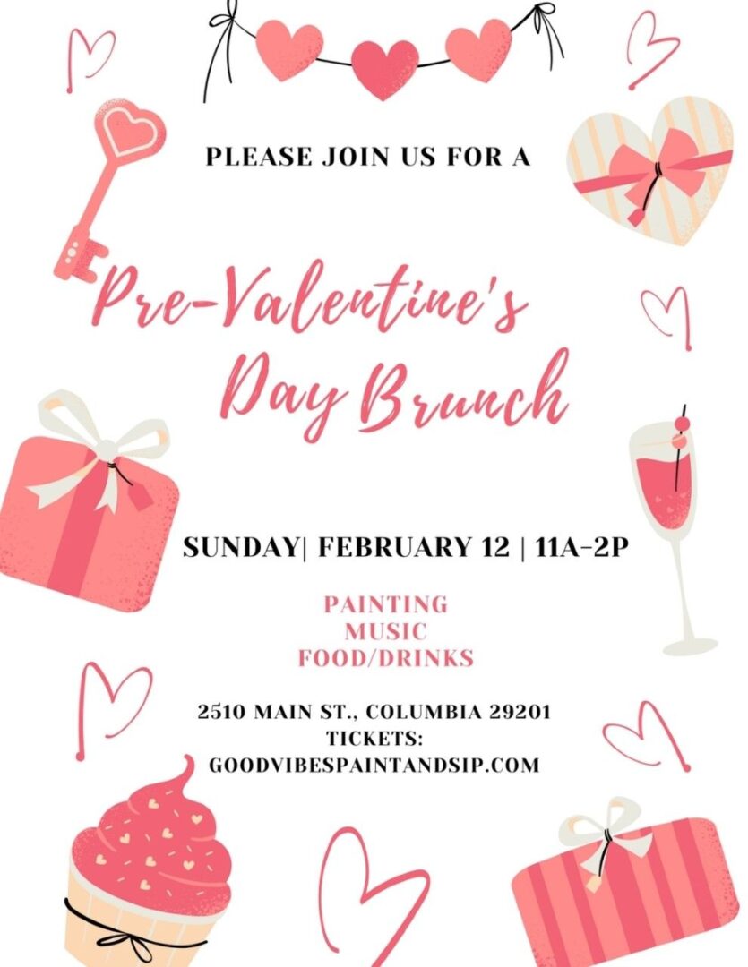 A flyer for a pre-valentine 's day brunch.