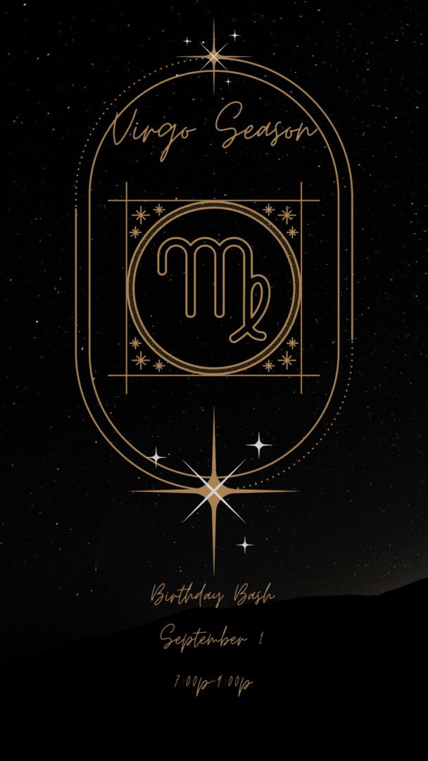 A black and gold poster with the zodiac sign scorpio.